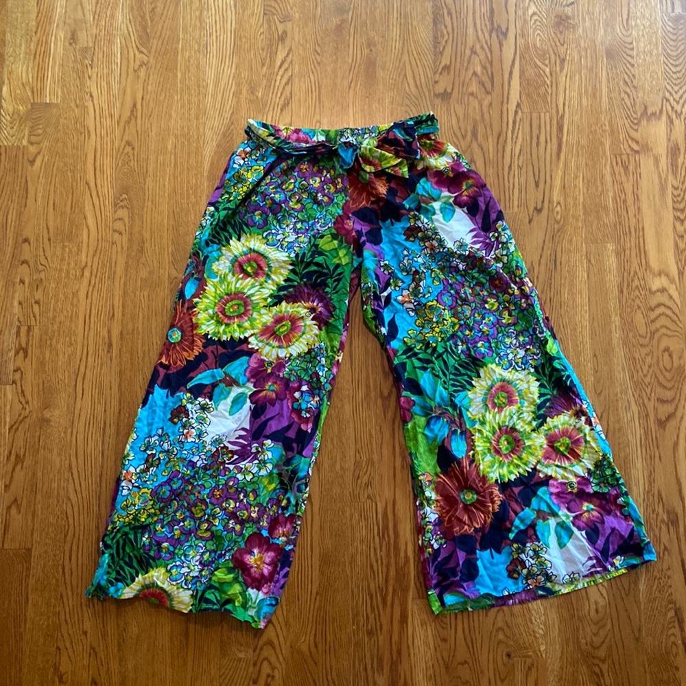 Energie Green and Blue Wide Leg Pants
